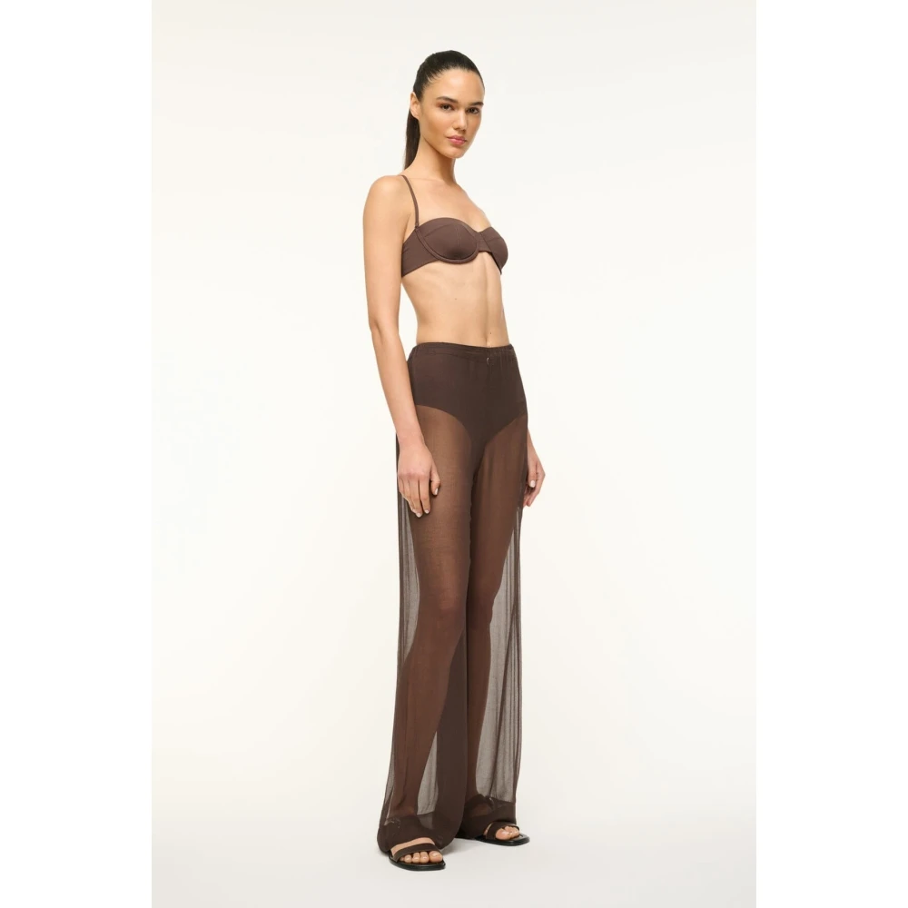 Staud Doorschijnende Crinkle Chiffon Broek Brown Dames