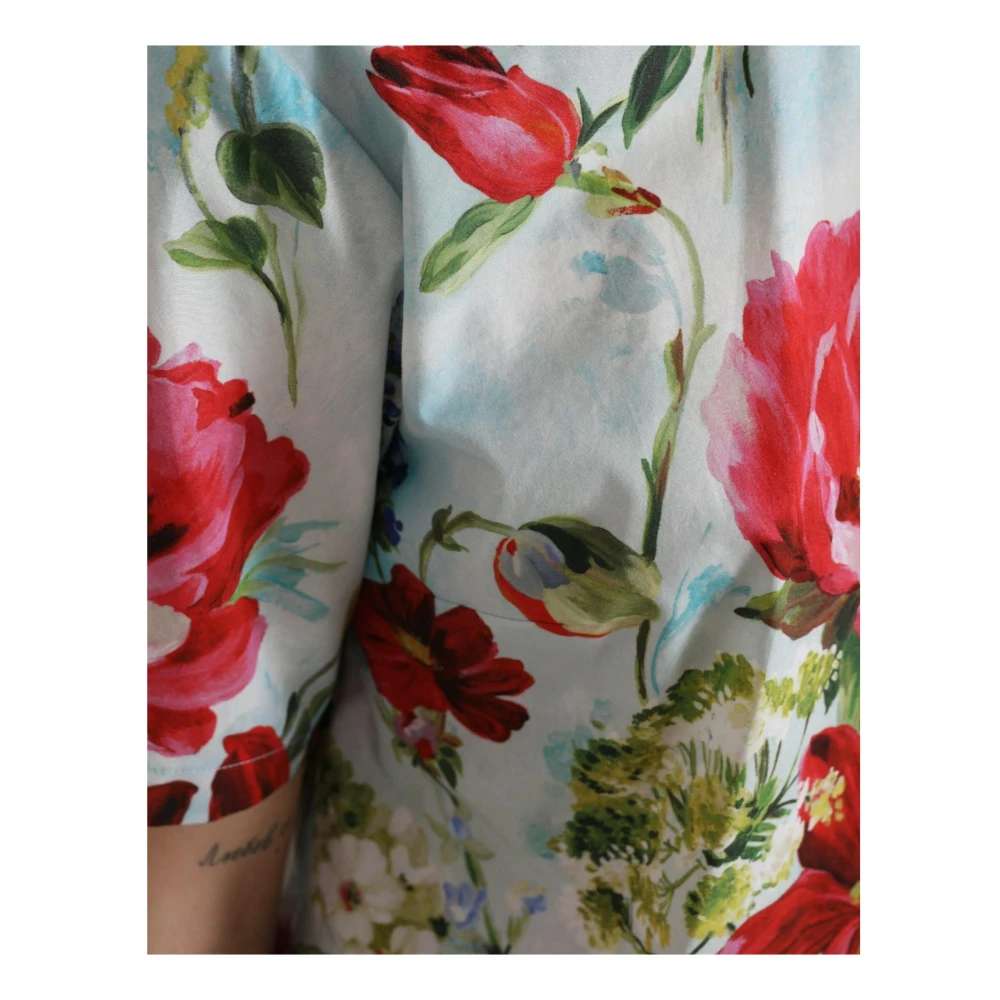 Dolce & Gabbana Blauw Bloemenprint T-Shirt Multicolor Dames