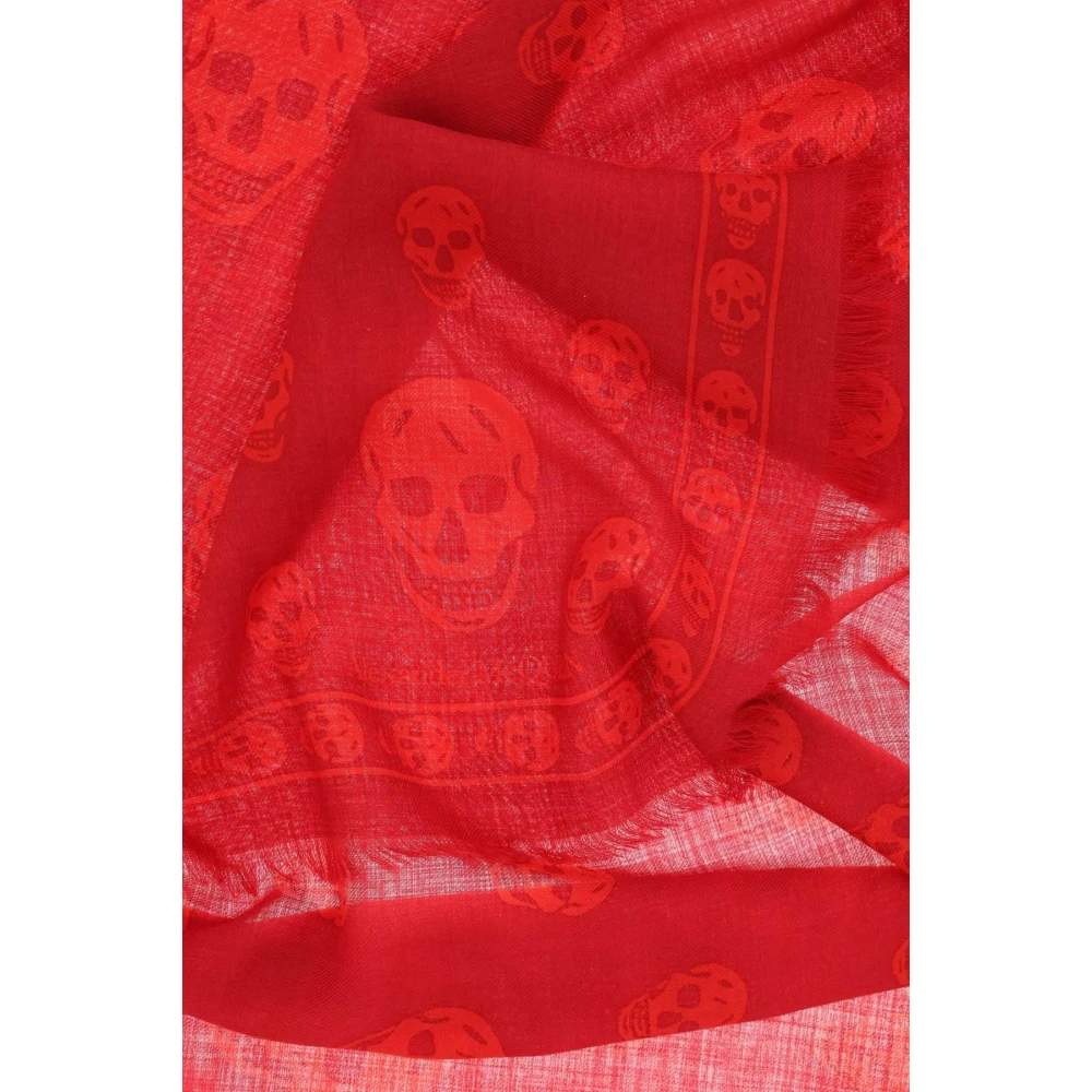 alexander mcqueen Sjaal met schedel motief van lichte wol Red Dames