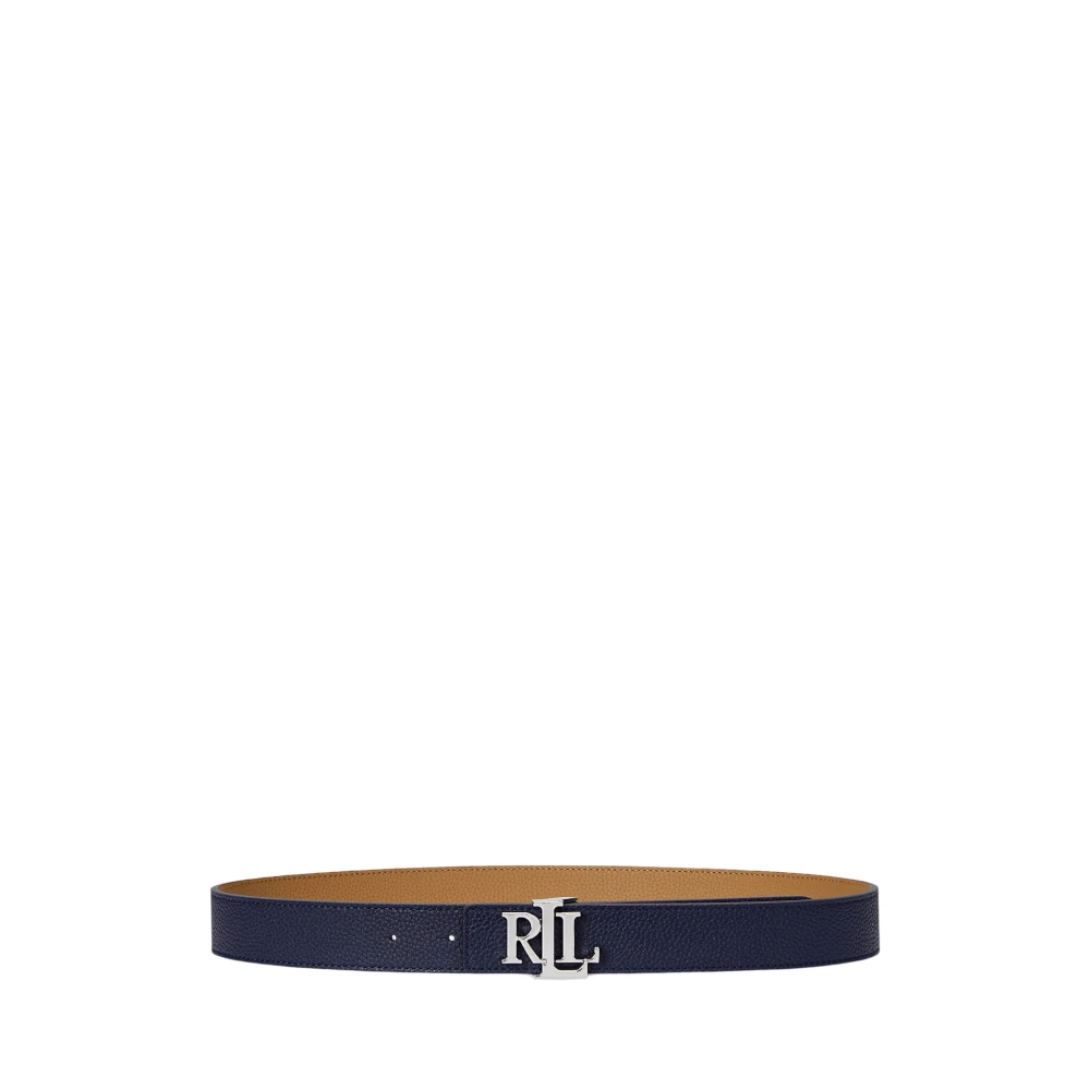 Ralph Lauren Omkeerbare Leren Riem Navy Camel Blue Dames