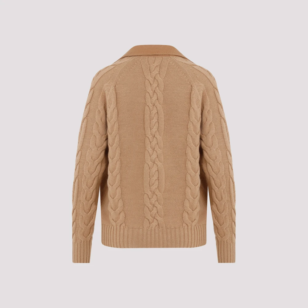 Max Mara Halve Jas Kabeltrui Kameel Brown Dames