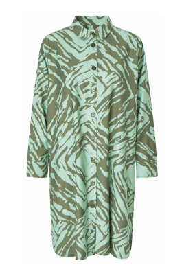 green-shirt-dress-with-button-closure
