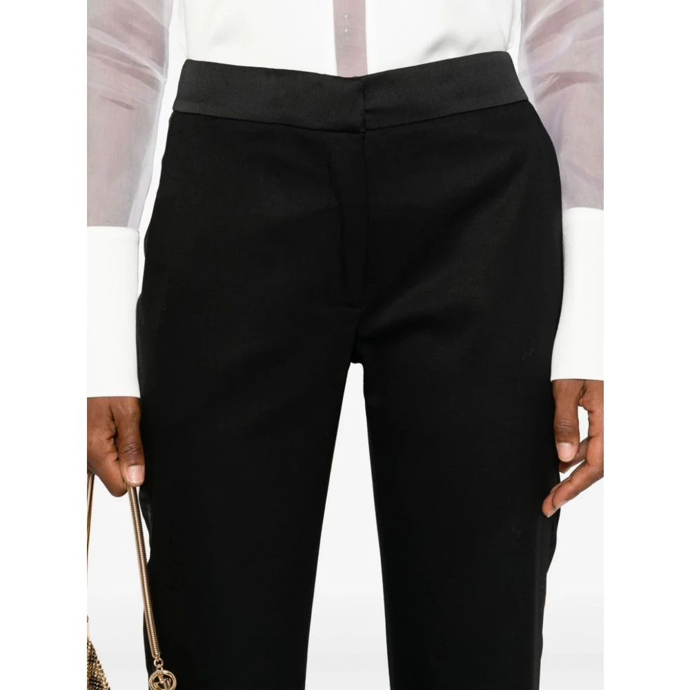 Genny Zwarte Wijde Pijp Wollen Broek Black Dames