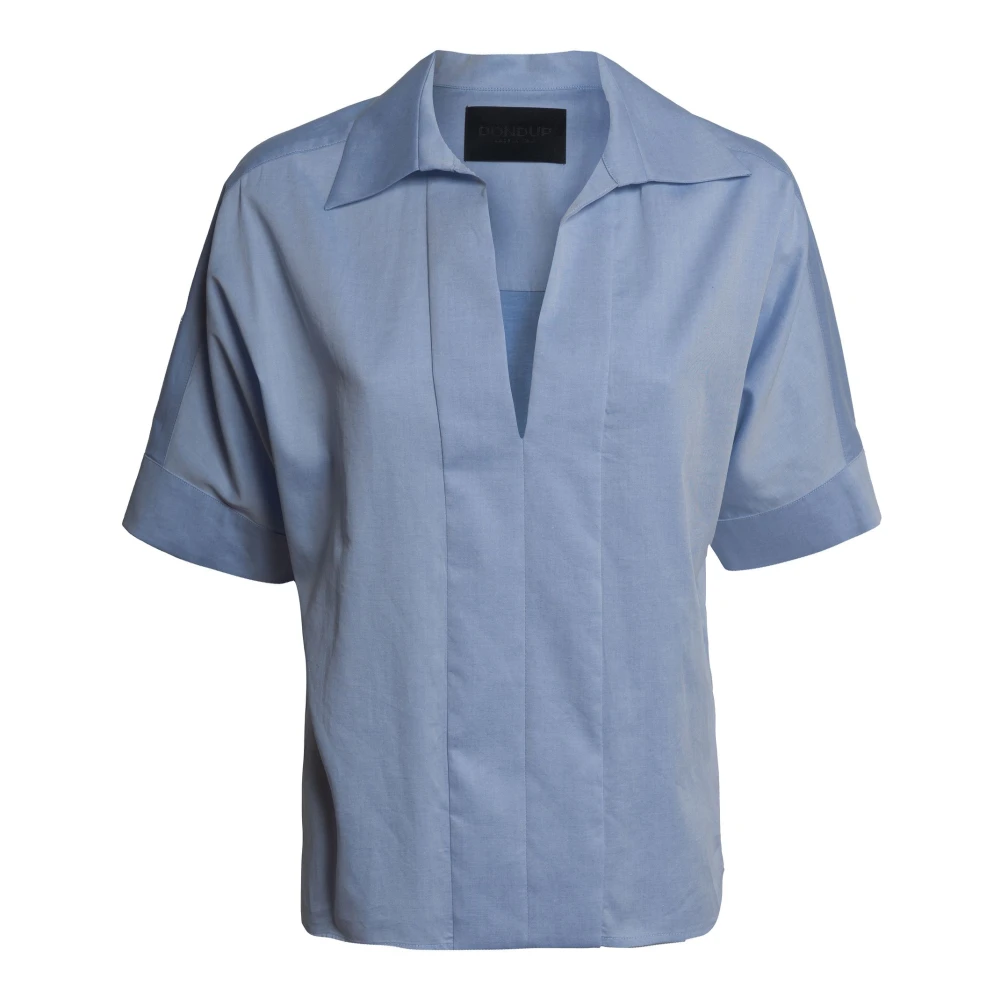 Dondup Women's Blue Boxy-Fit Gabardine Shirt - Blouses - S - Blouses & Shirts