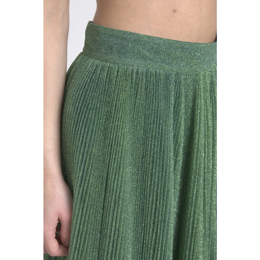 Dolce & Gabbana Metallic Groene Geplooide A-Lijn Rok Green Dames