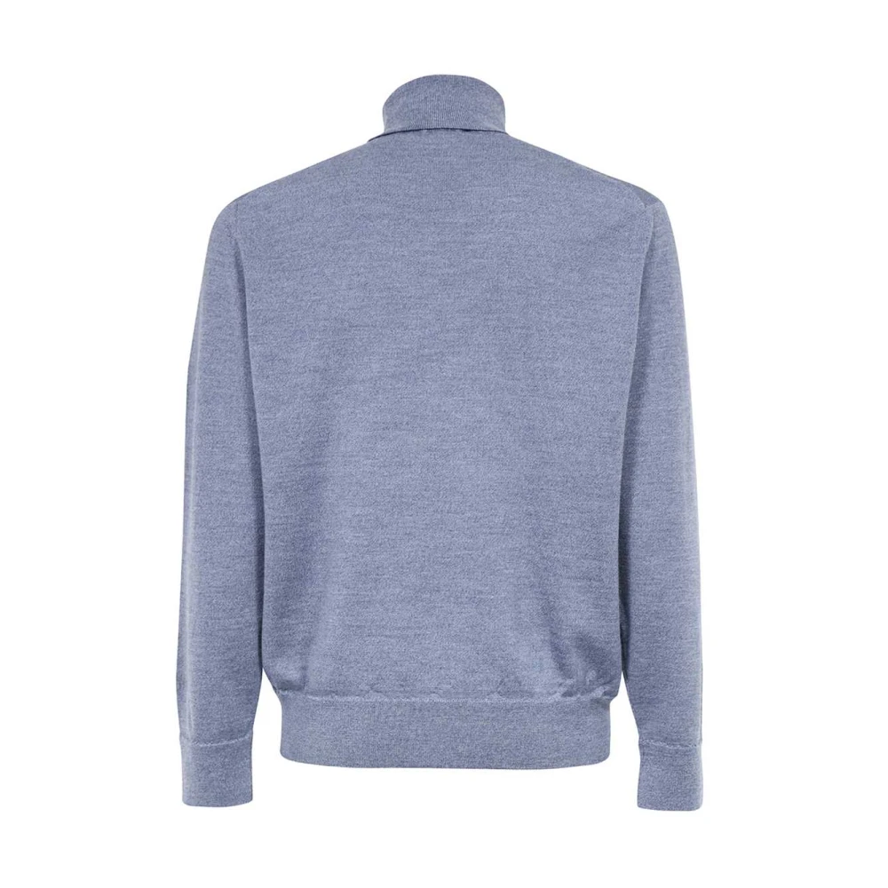 ETRO Geribbelde Virgin Wool Turtleneck Sweater Blue Heren