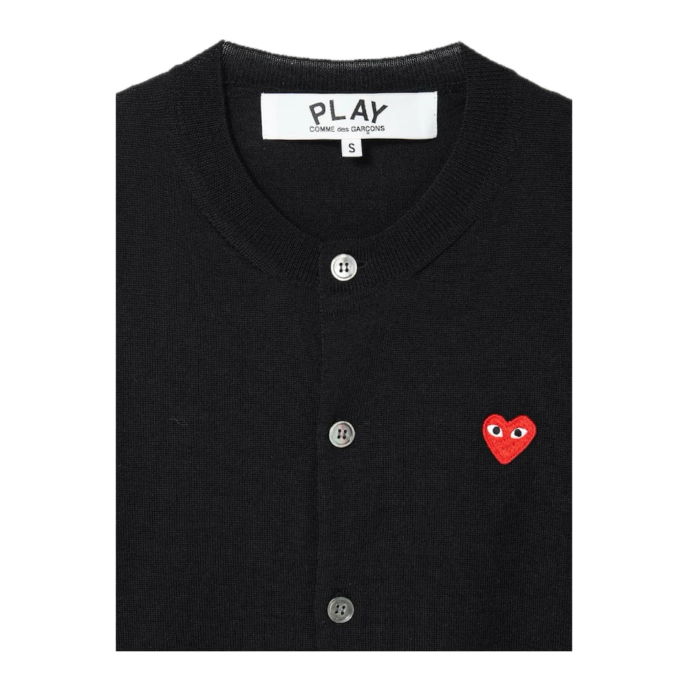 Comme des Garçons Play Geborduurde Hart Wol Vest Black Heren
