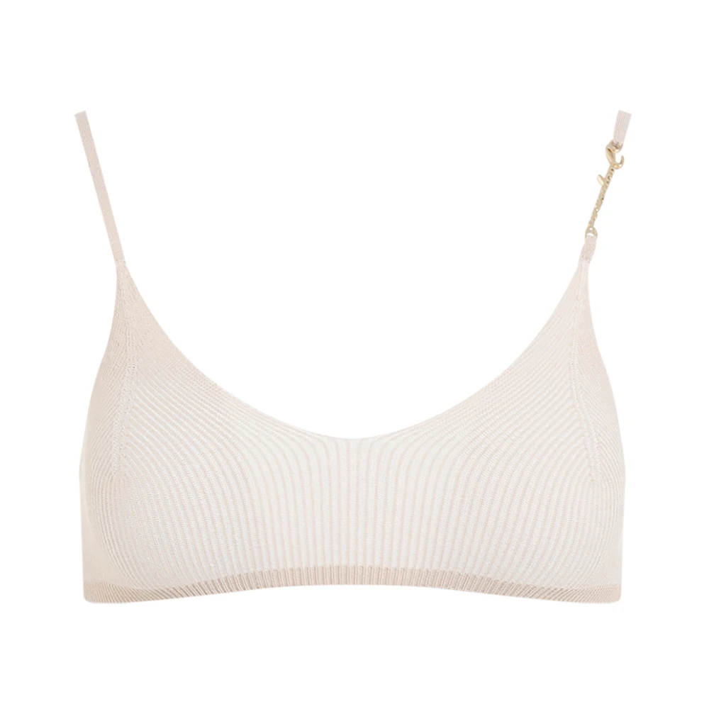 Jacquemus Beige V-Neck Cropped Top Beige Dames
