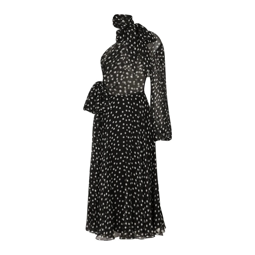 Dolce & Gabbana Chiffon Jurk Black Dames