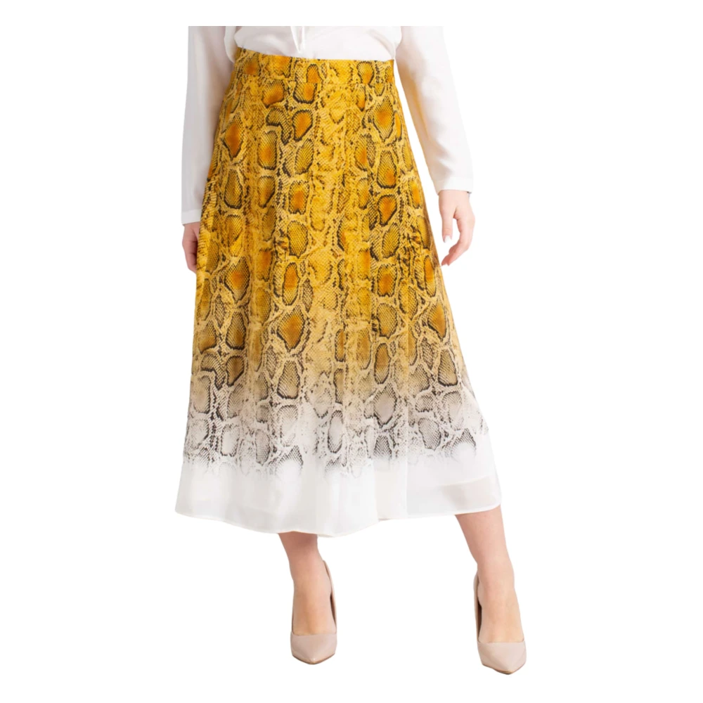 Max Mara Studio Gele Geplooide Rok Magnetische Knoopsluiting Multicolor Dames