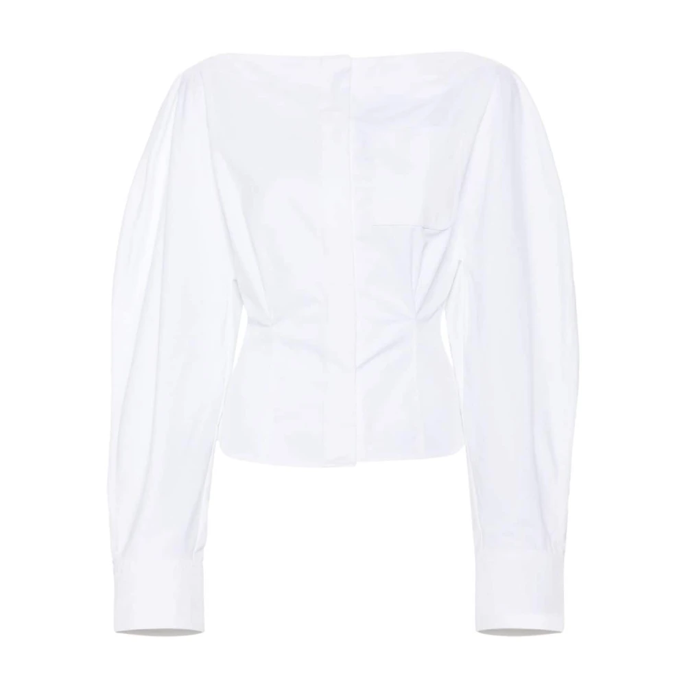 Jacquemus Vit Poplin Båthals Topp White, Dam