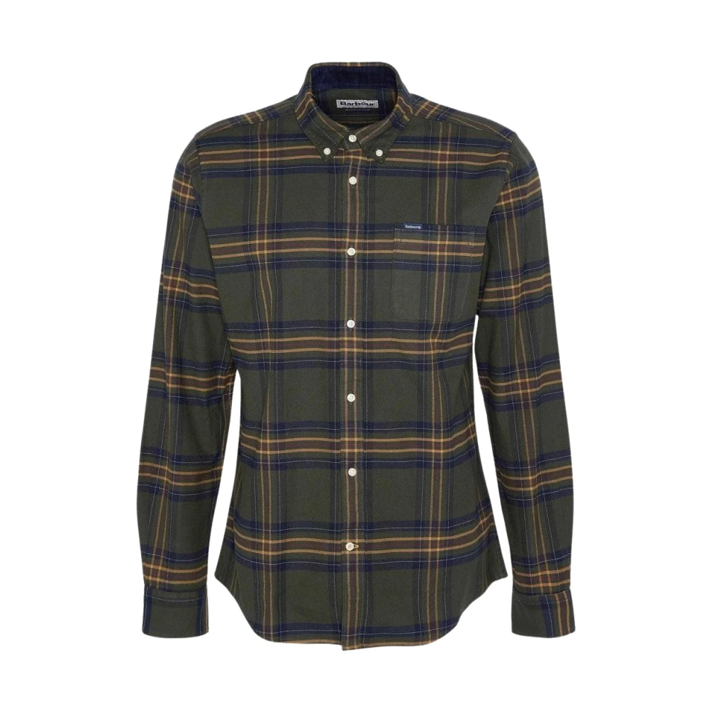 Barbour Portdown Twill Rutig Skjorta Oliv Green, Herr