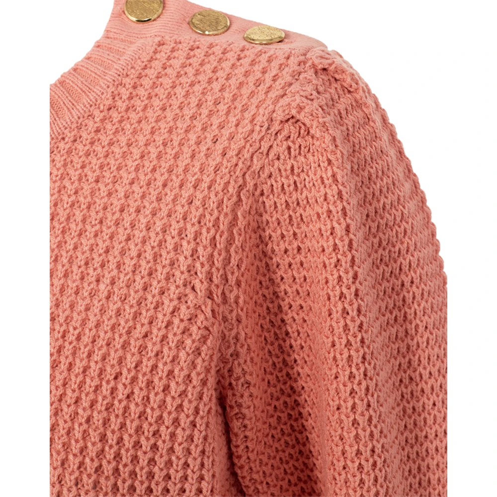 Freequent Koraal gebreide trui met knoopdetail Red Dames