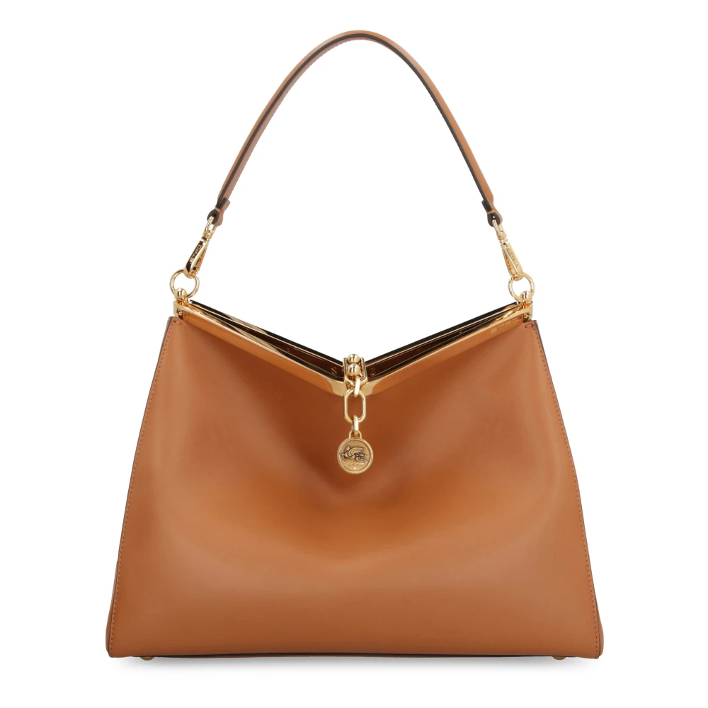 ETRO Leren schoudertas met afneembare clutch Brown Dames
