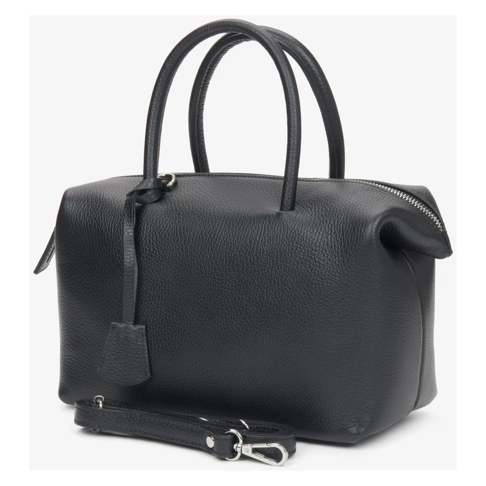 Estro Zwarte Satchel Handtas voor vrouwen gemaakt van Premium Italiaans Echt Leer Black Dames