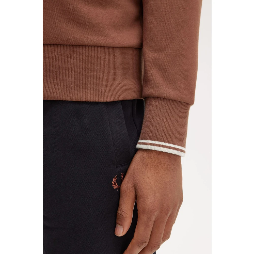 Fred Perry Bruine Crewneck Sweatshirt Brown Heren