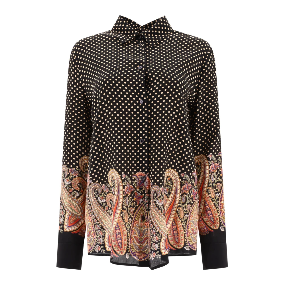 ETRO Zijden Overhemd met Paisley Detail Black Dames