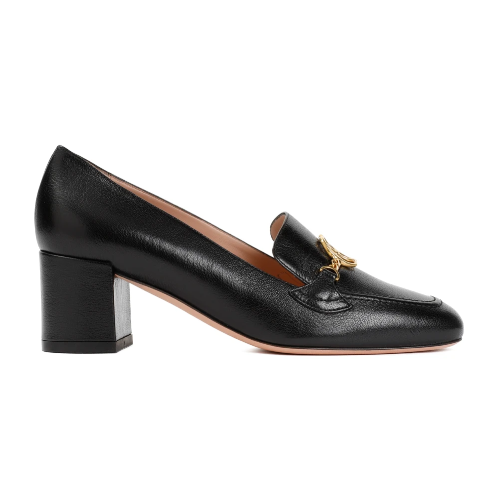 Bally Svarta Loafers med Gyllene Logoplakett Black, Dam