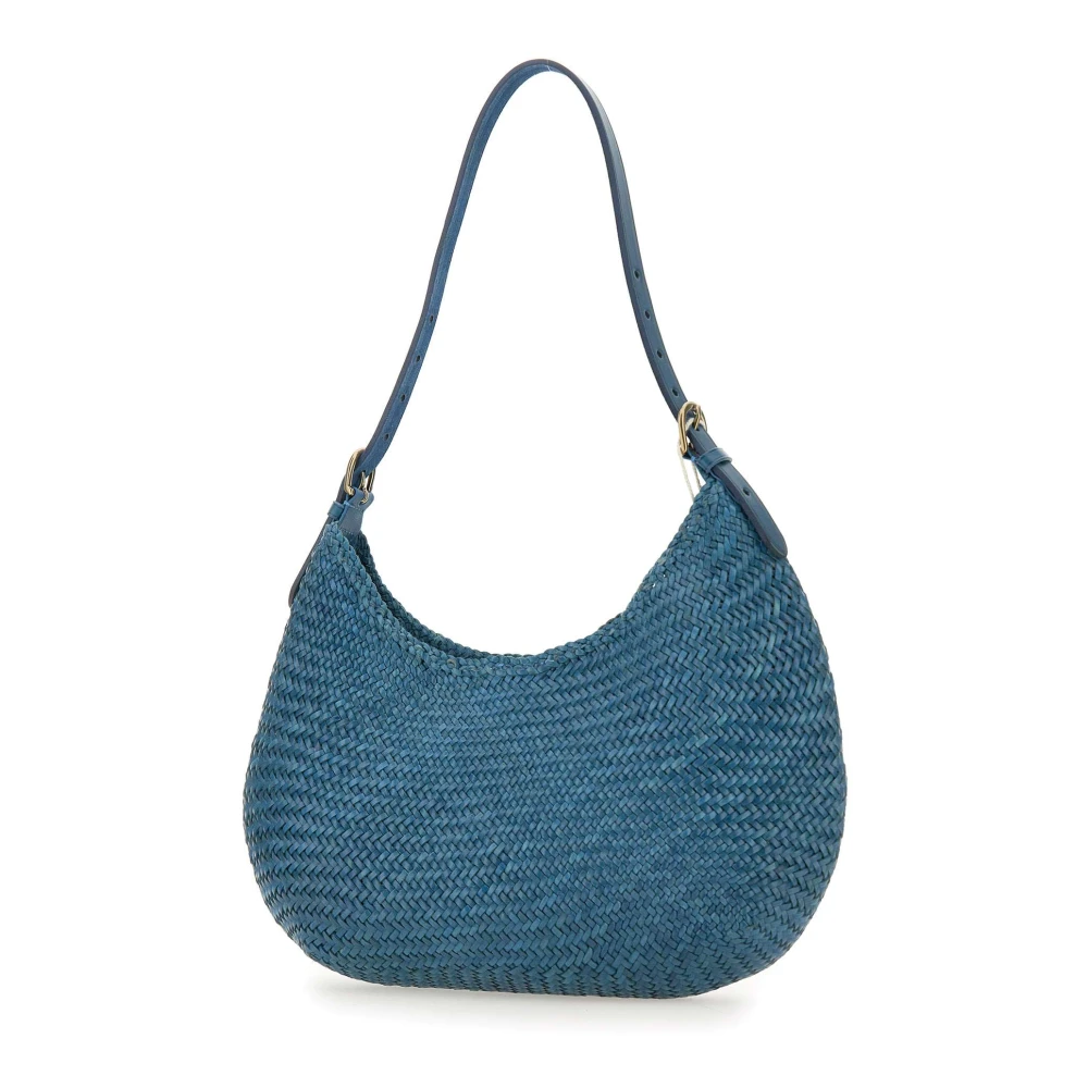 Dragon Diffusion Blauwe Leren Schoudertas Luna Mezza Blue Dames