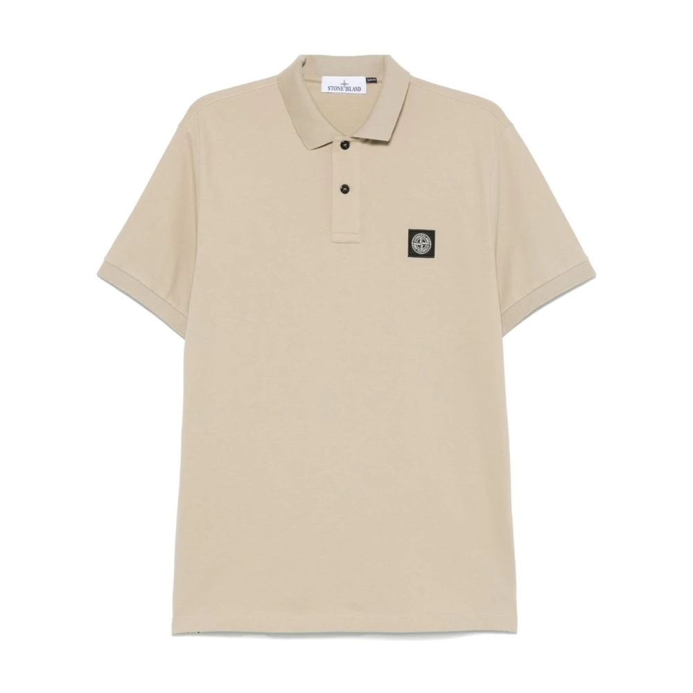 Stone Island Men's Beige Polo Shirts, 2XL, Slim Polo Shirt