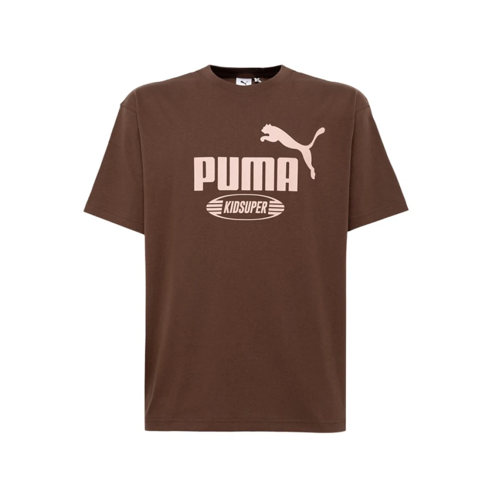 Puma Maxi Logo Crew Neck T-Shirt Brown Heren