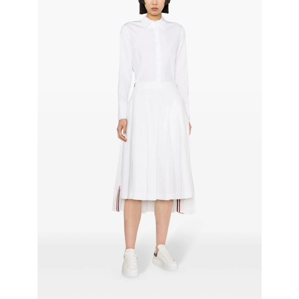 Thom Browne Witte Katoenen Overhemdjurk met Tricolor Strepen White Dames