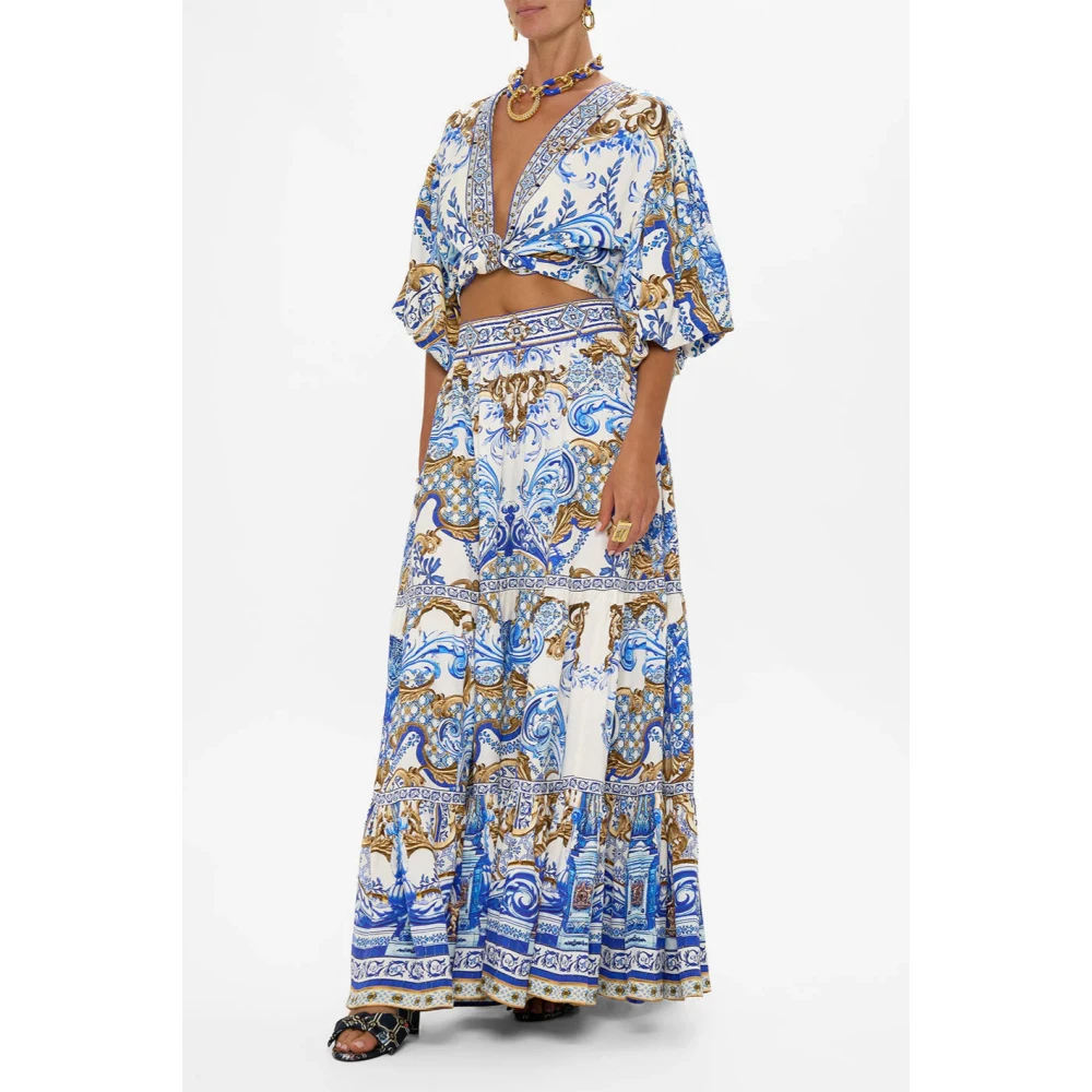 Camilla Hoge Taille Gelaagde Rok Azul Adventures Blue Dames