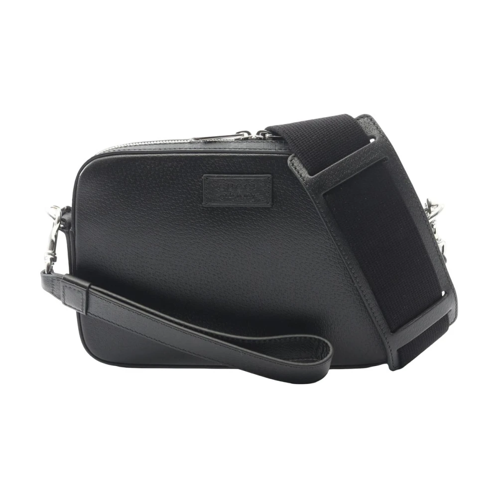 Gucci Vintage Women's Black Vintage Cross Body Bags, One Size, Pre-Owned Vintage Textured Leather Camera Bag