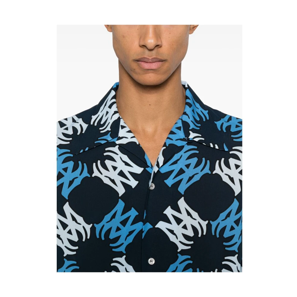 Amiri Navy Blue Camp Kraag Shirt Multicolor Heren