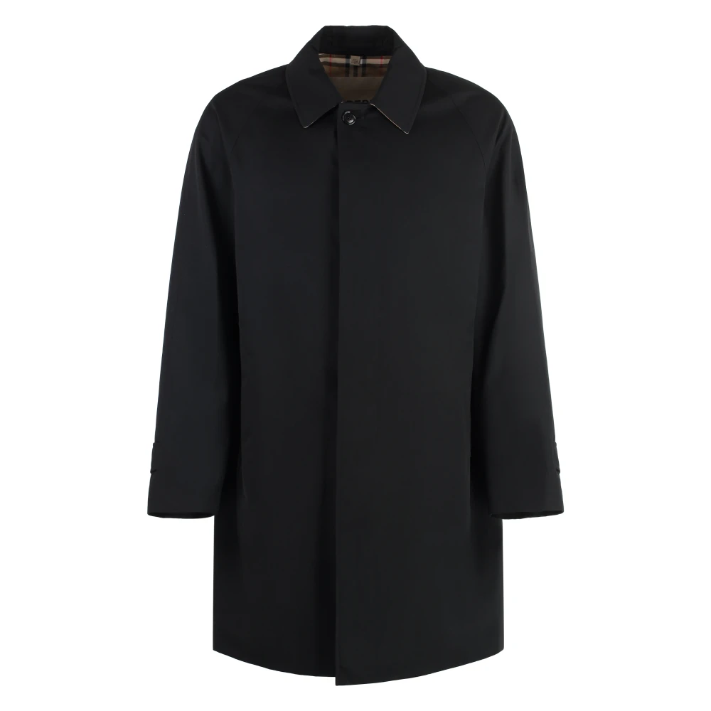Burberry Katoenen trenchcoat met motiefvoering Black Heren