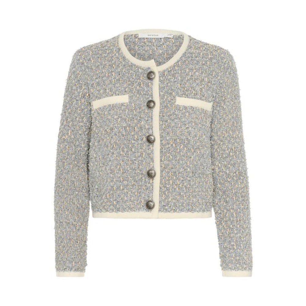 Gestuz Blauw Wit Vest Boxy Fit Blue Dames