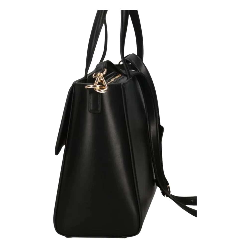 Twinset Zwarte Leren Shopper Tas Brera Black Dames