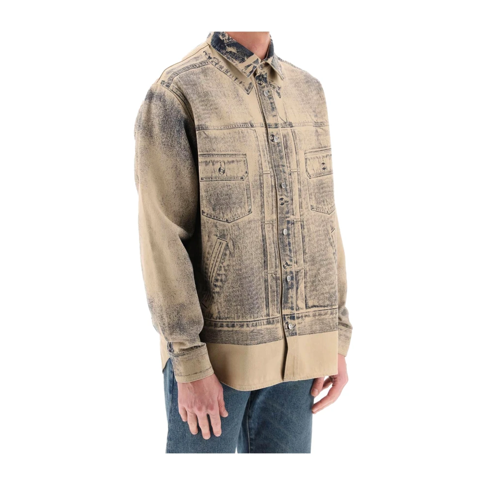 Dior All-Over Print Overshirt Casual Style Beige Heren