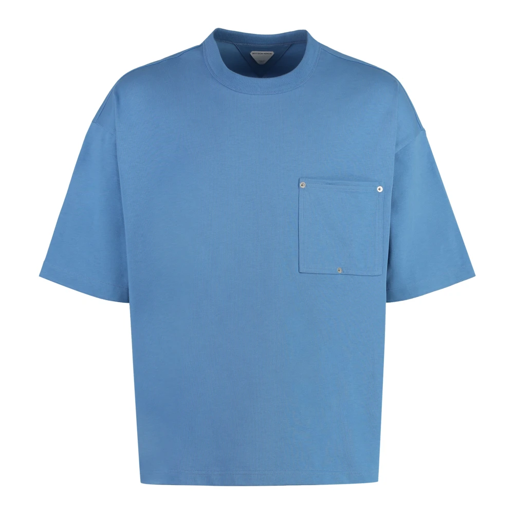 Bottega Veneta Katoenen Crew-Neck T-Shirt met Voorzak Blue Heren