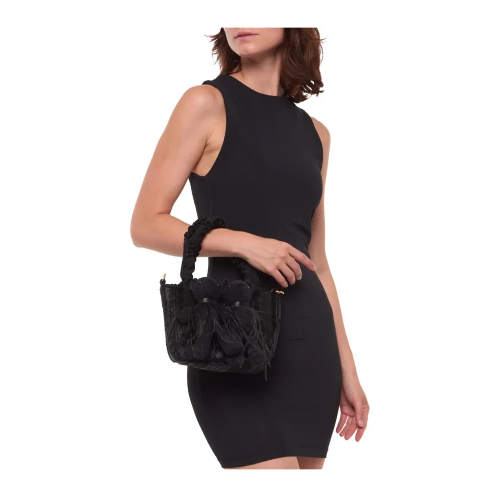 La Milanesa Zwarte stoffen en fluwelen handtas Black Dames