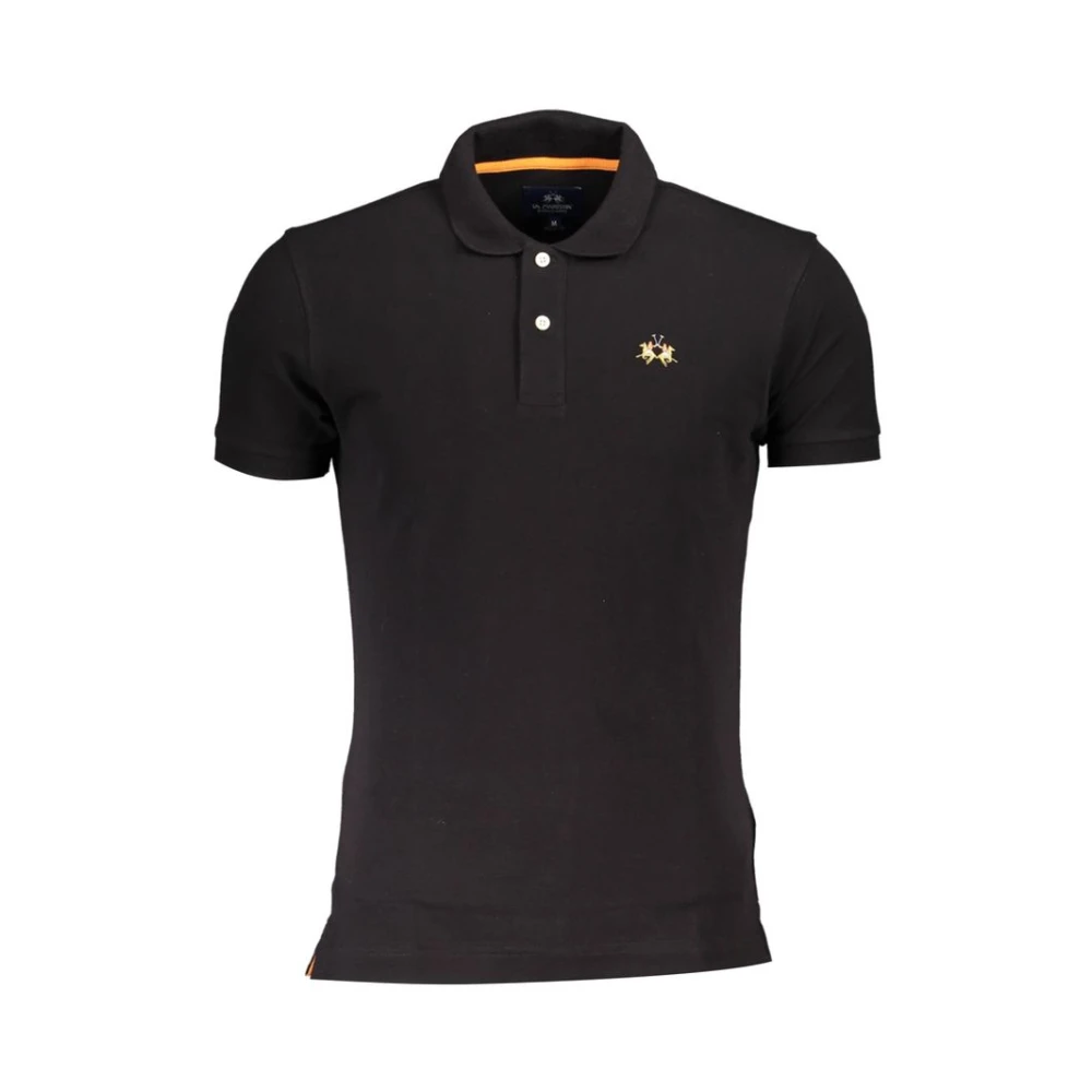 La Martina Men's Black Polo Shirts, Xl, Slim Fit Polo With Contrast Detail
