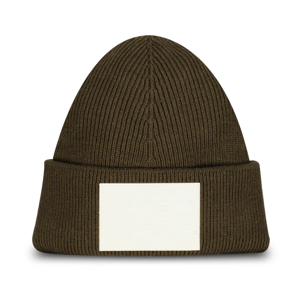 MM6 Maison Margiela Geribbelde Wol Bruine Beanie Hoed Green Dames