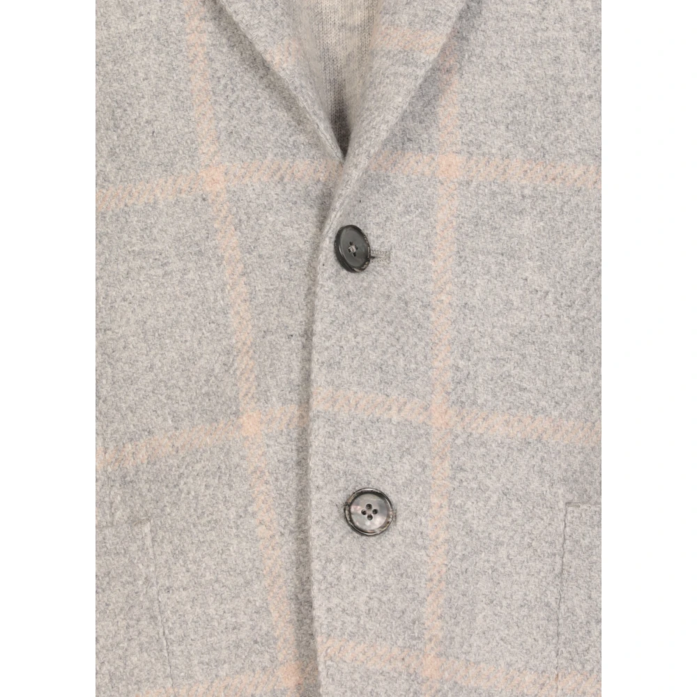 Lubiam Grijze wollen jas met pieklapel Gray Heren