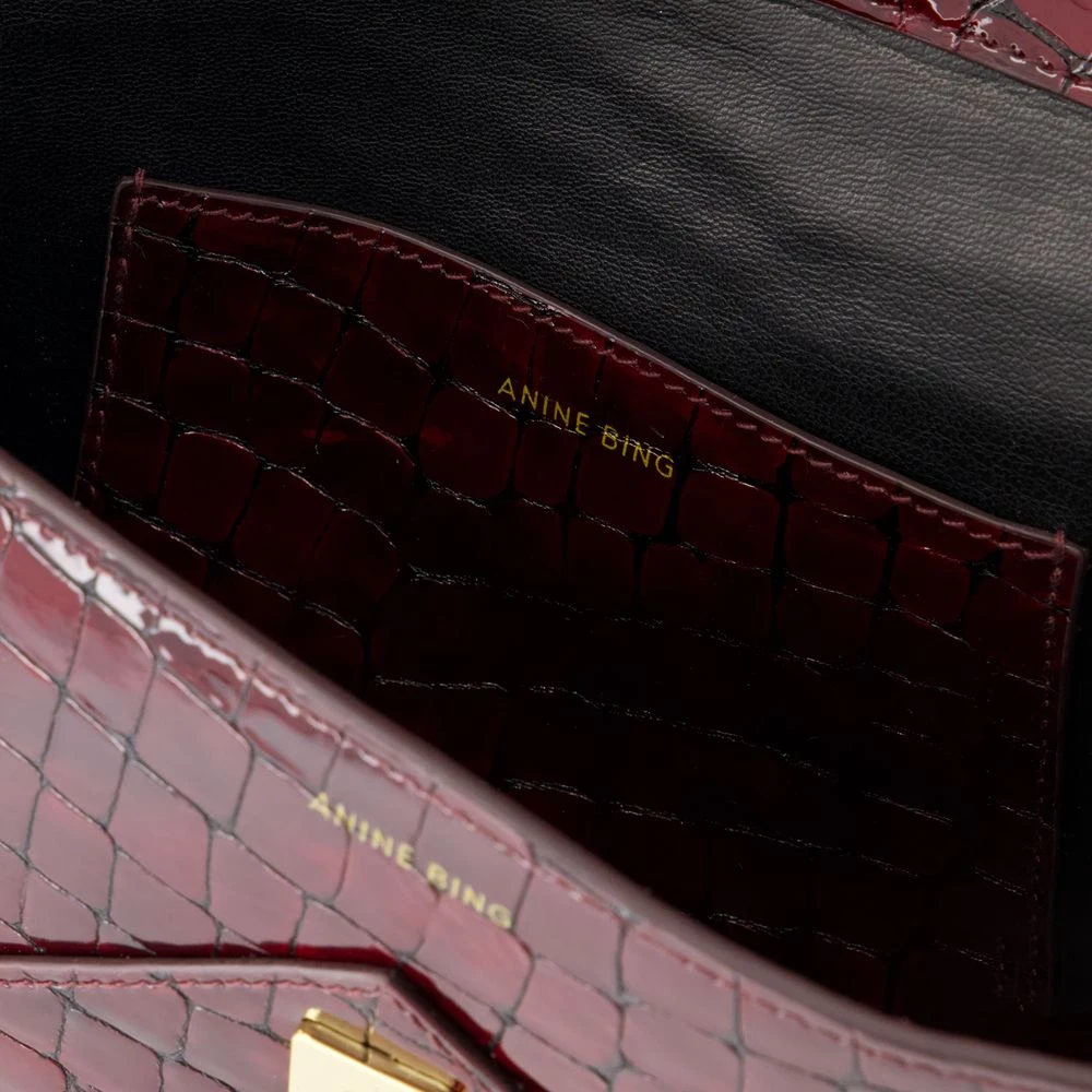 Anine Bing Burgundy Leren Kleine Clutch Schoudertas Red Dames