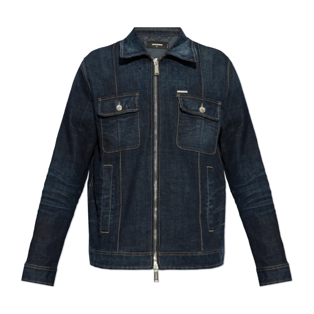 Dsquared2 Blauwe Denim Jack met Klassieke Kraag Blue Heren