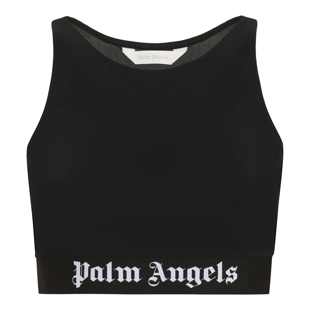 Palm Angels Black Technical Fabric Crop Top - Female - Sleeveless Tops - Xs - Tops