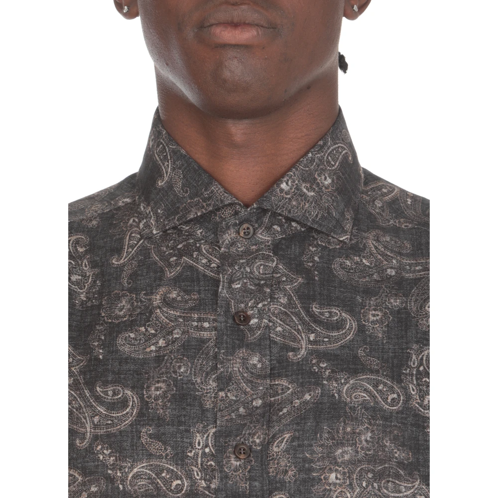 BRUNELLO CUCINELLI Blauw Paisley Katoenen Overhemd Blue Heren