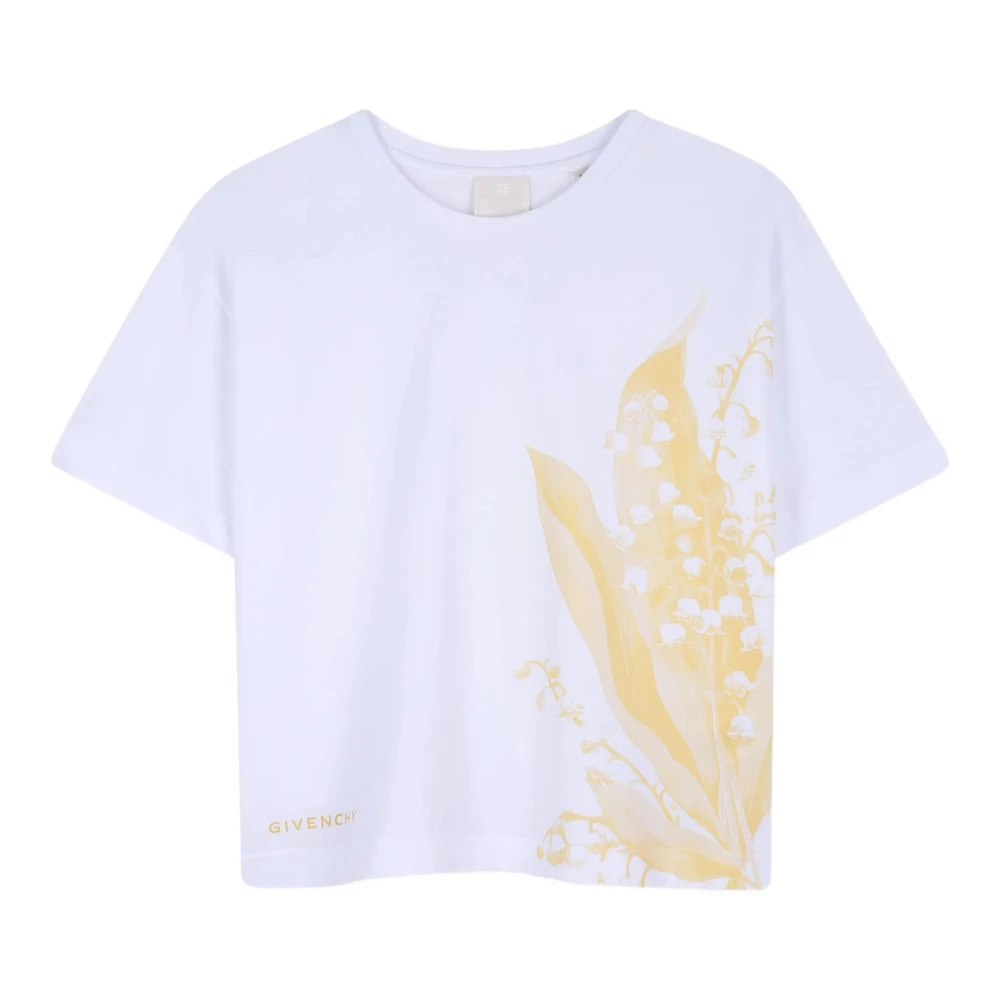 Givenchy Girls White Kids Short Sleeve T-Shirts, 10 Y, Logo Print Crewneck T-Shirt