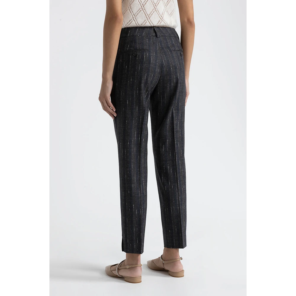 PESERICO Iconic 4718 stretch wollen flanellen broek Blue Dames