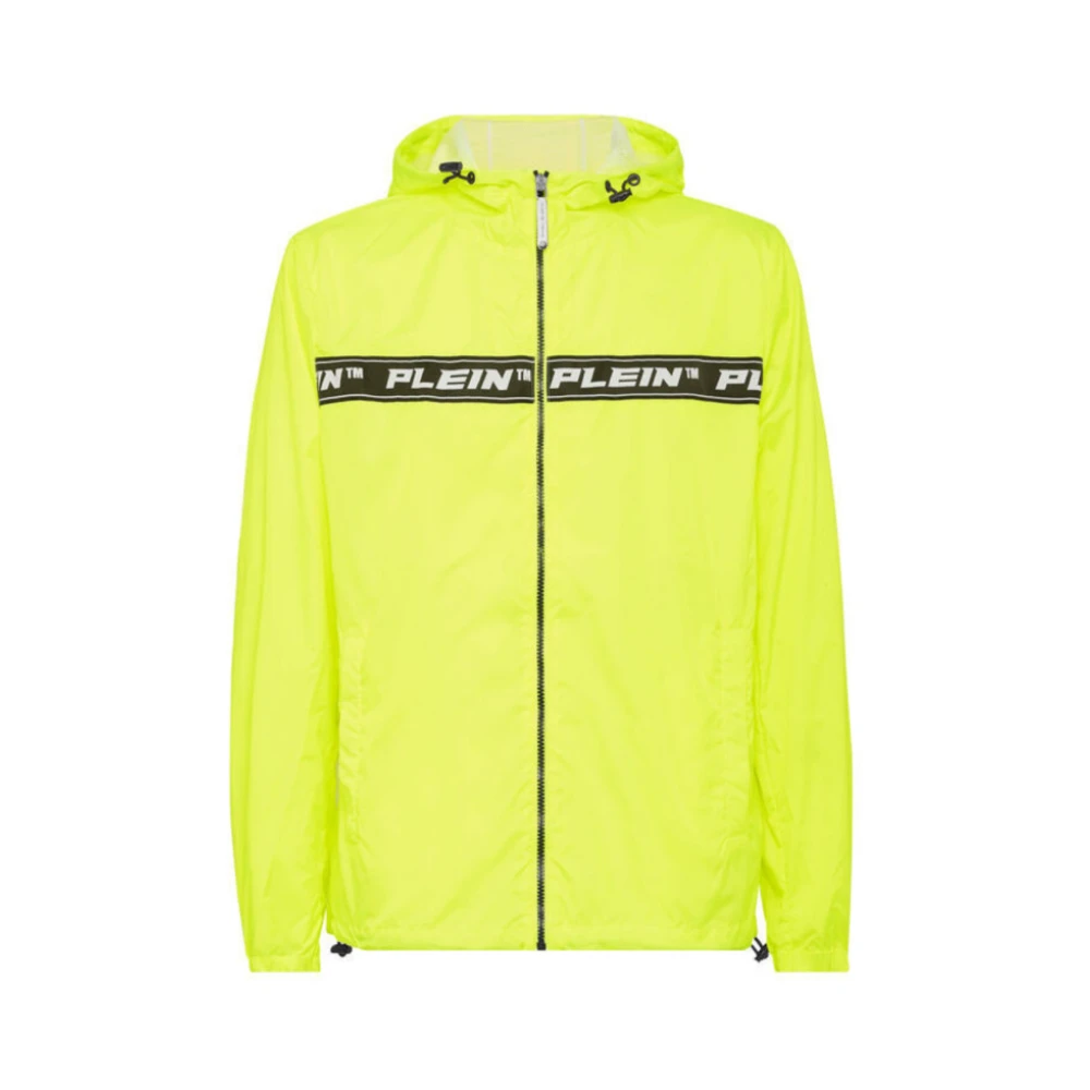 Philipp Plein Men's Yellow Nylon Windbreaker Hooded Jacket