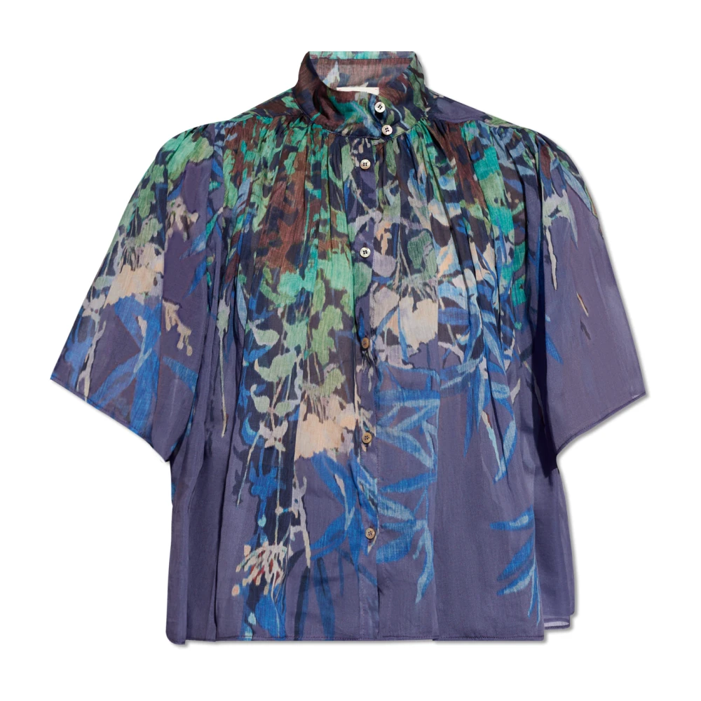 Forte Shirt met bloemenmotief Blue Dames