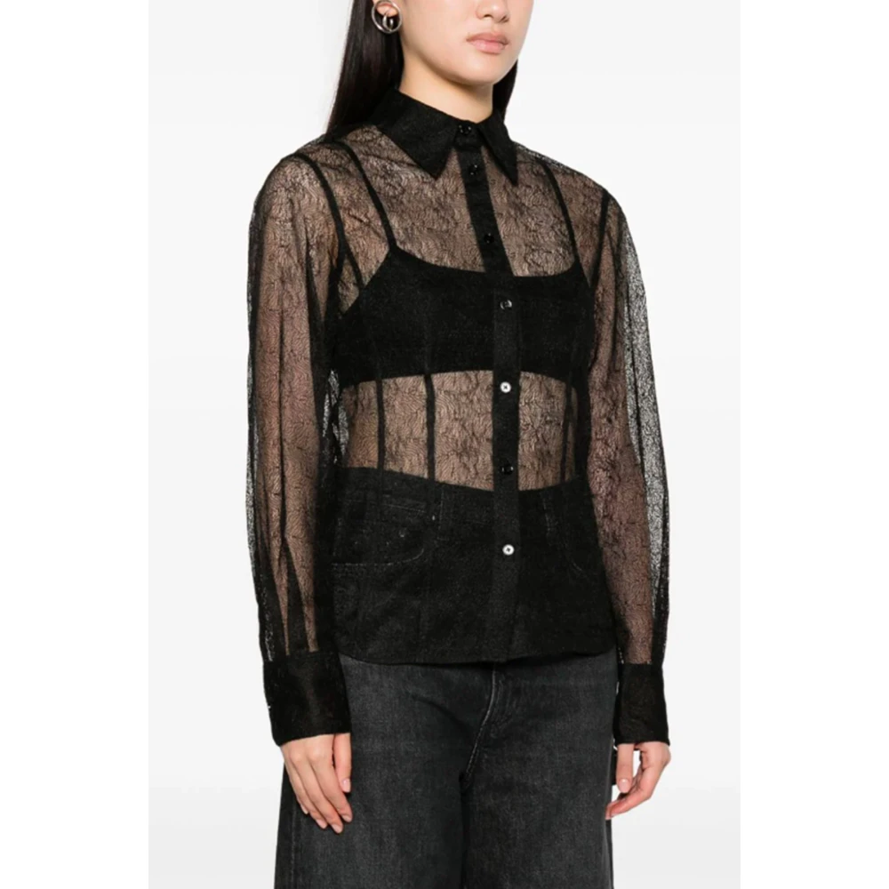 Helmut Lang Mesh Design Zwarte Shirt Black Dames