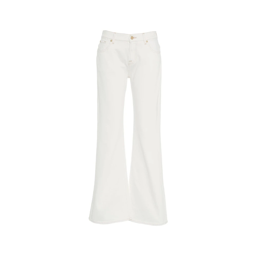 7 For All Mankind Witte Flared Jeans met Topstitching White Dames