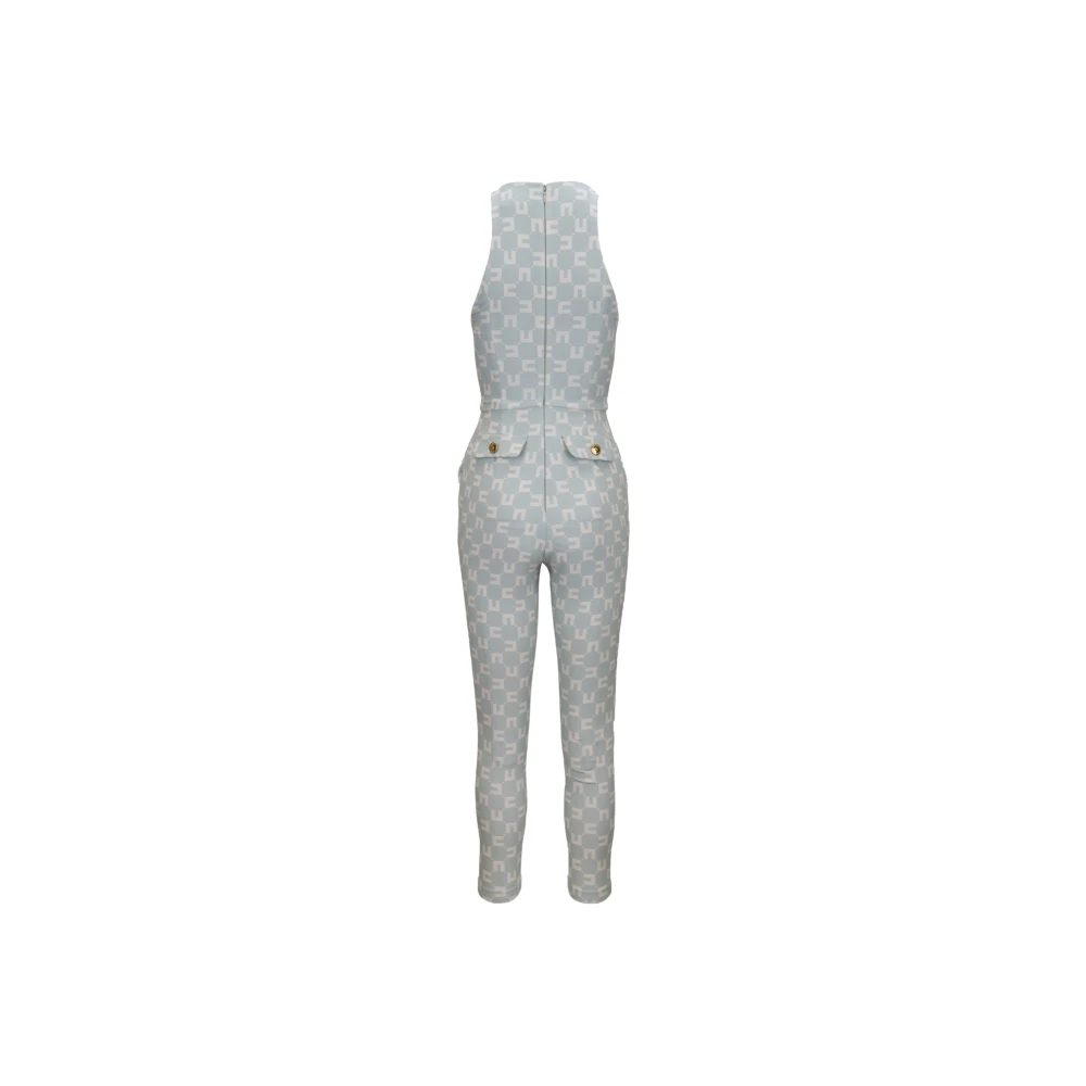 Elisabetta Franchi Chique Jumpsuit met rits en gouden accenten Blue Dames