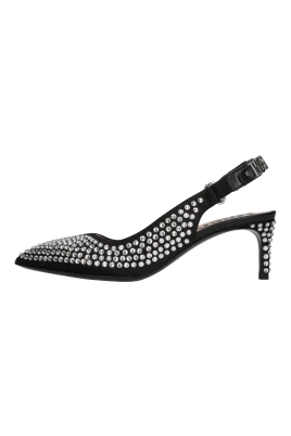 Slingback-pumps i tyg och strass